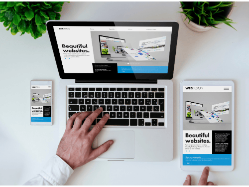 _Mobile and desktop views of a website showing responsive design features.